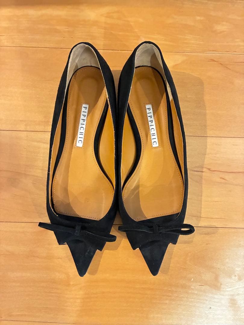 pippichic リボン付きスウェードパンプス　フラット　37.5