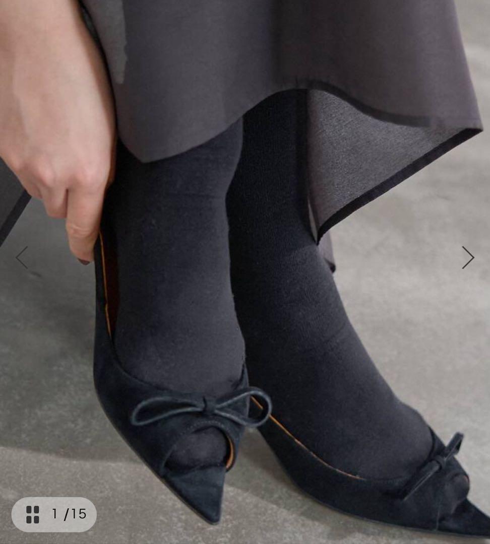 pippichic リボン付きスウェードパンプス　フラット　37.5