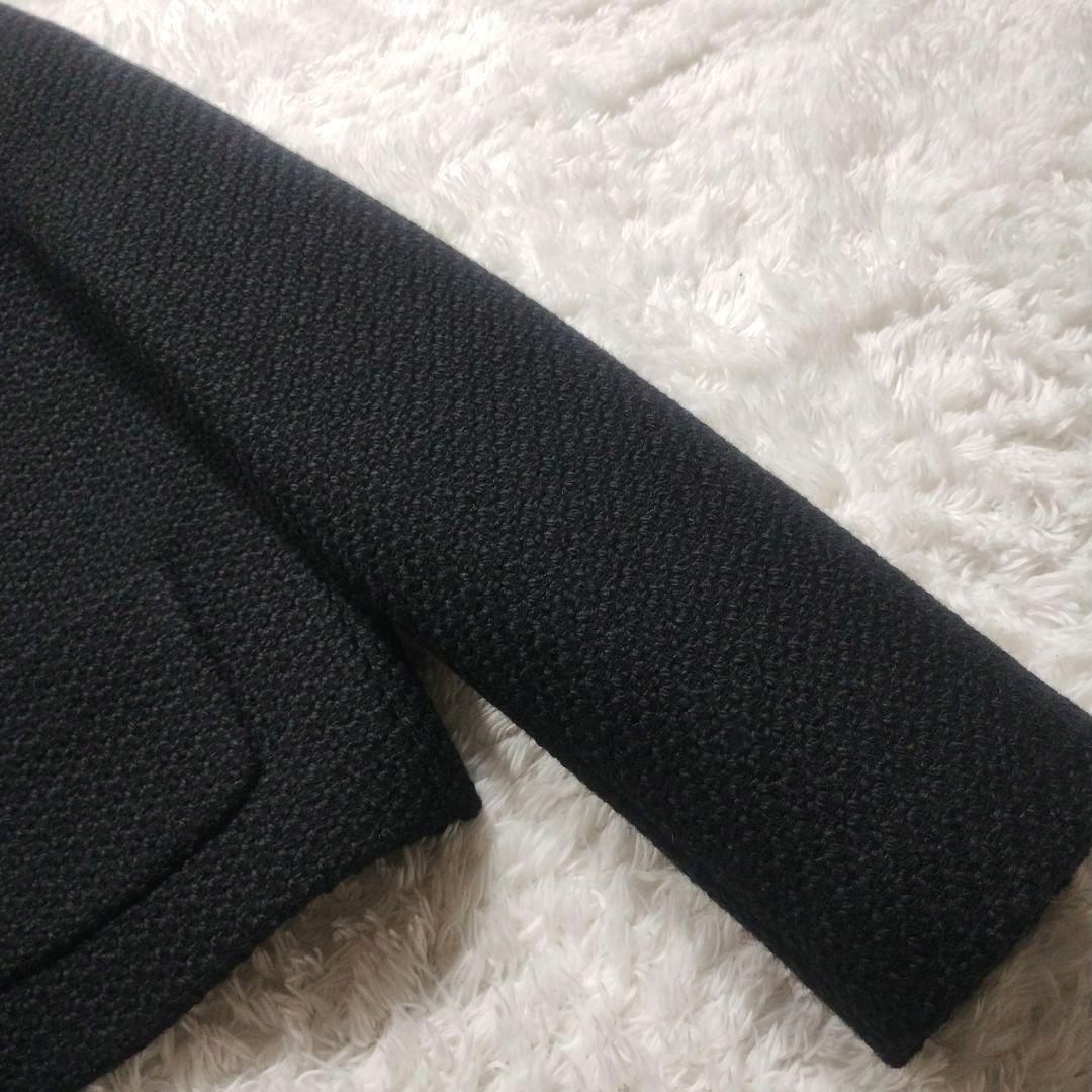 未使用級　23AW　セオリー　ノーカラーツイードジャケット　Ｌ　黒　クロップド丈