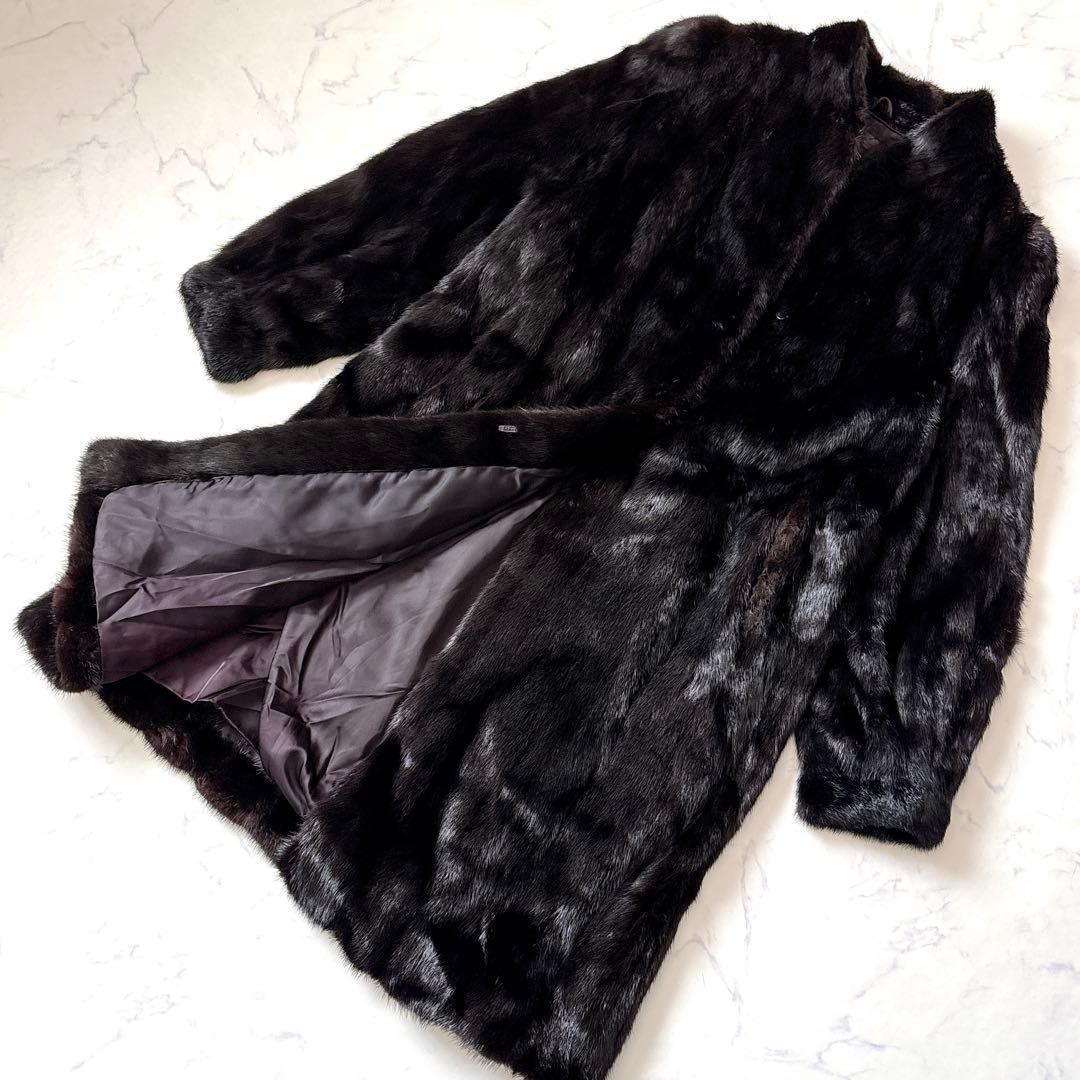 【MOONBAT】大きめサイズ　ロング丈リアルファーミンクコートFURFLASH