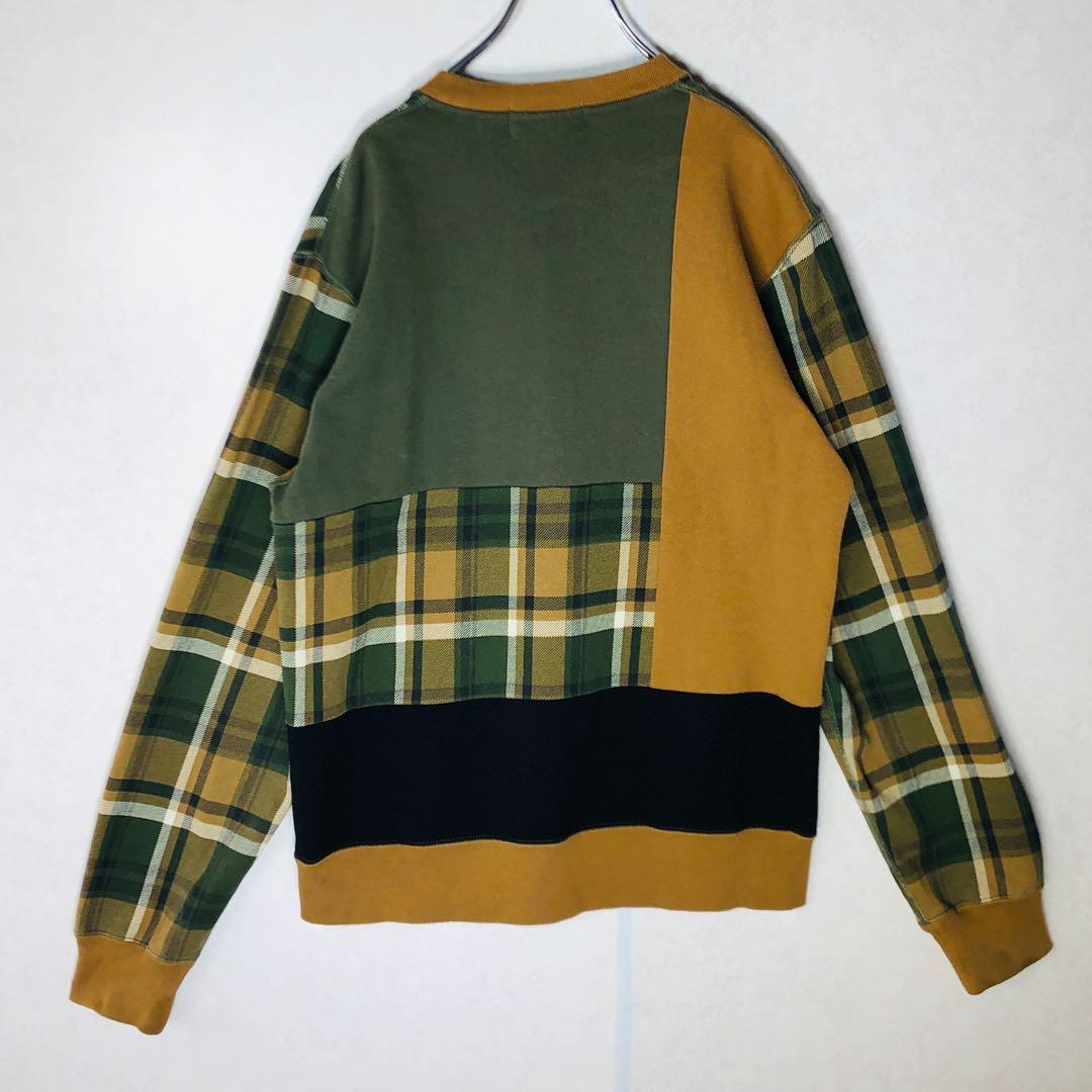 【希少デザイン】アベイシングエイプ チェック柄スウェット パッチワーク Lサイズ