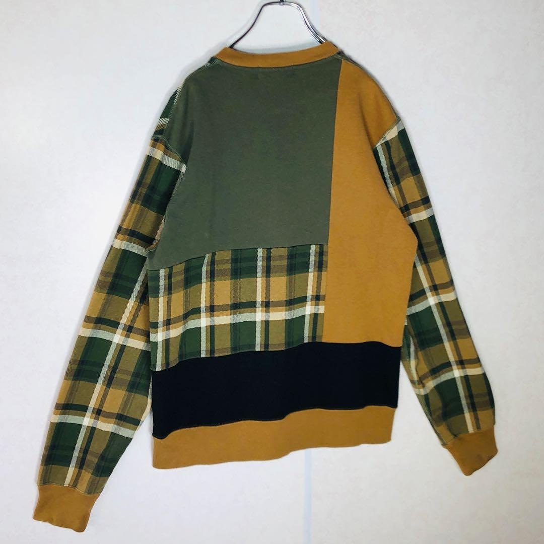 【希少デザイン】アベイシングエイプ チェック柄スウェット パッチワーク Lサイズ