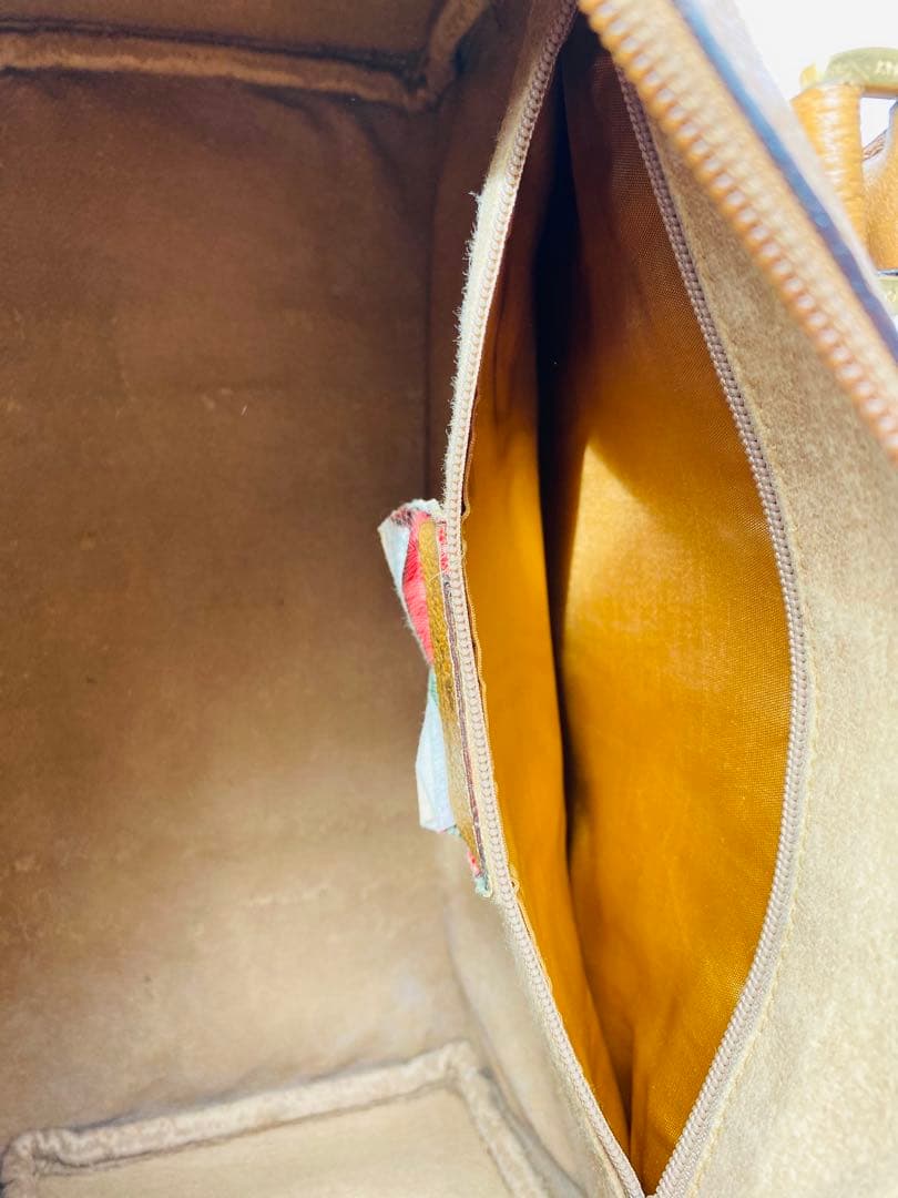 ホワイト/ブラウン ボストンバッグ