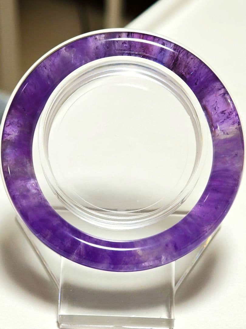 ​【極上の紫】天然石 アメジストバングル 希少 濃厚 2月誕生石 53.8㍉