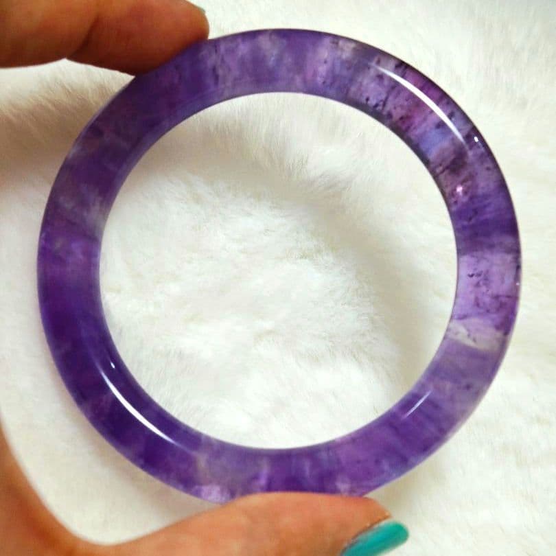 ​【極上の紫】天然石 アメジストバングル 希少 濃厚 2月誕生石 53.8㍉