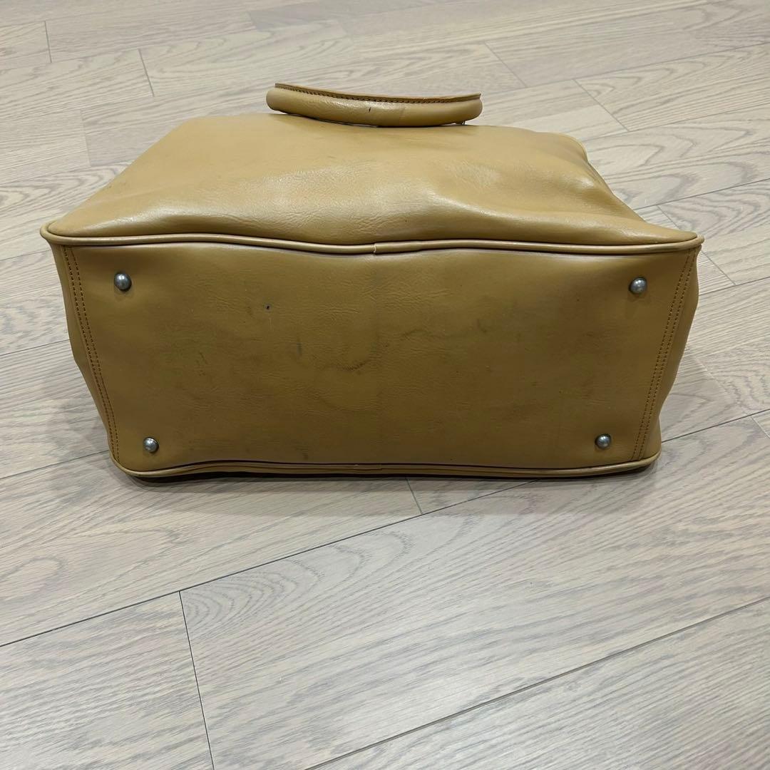 DIESEL (ディーゼル) ロゴプリント レザー ミニボストンバッグ　ベージュ