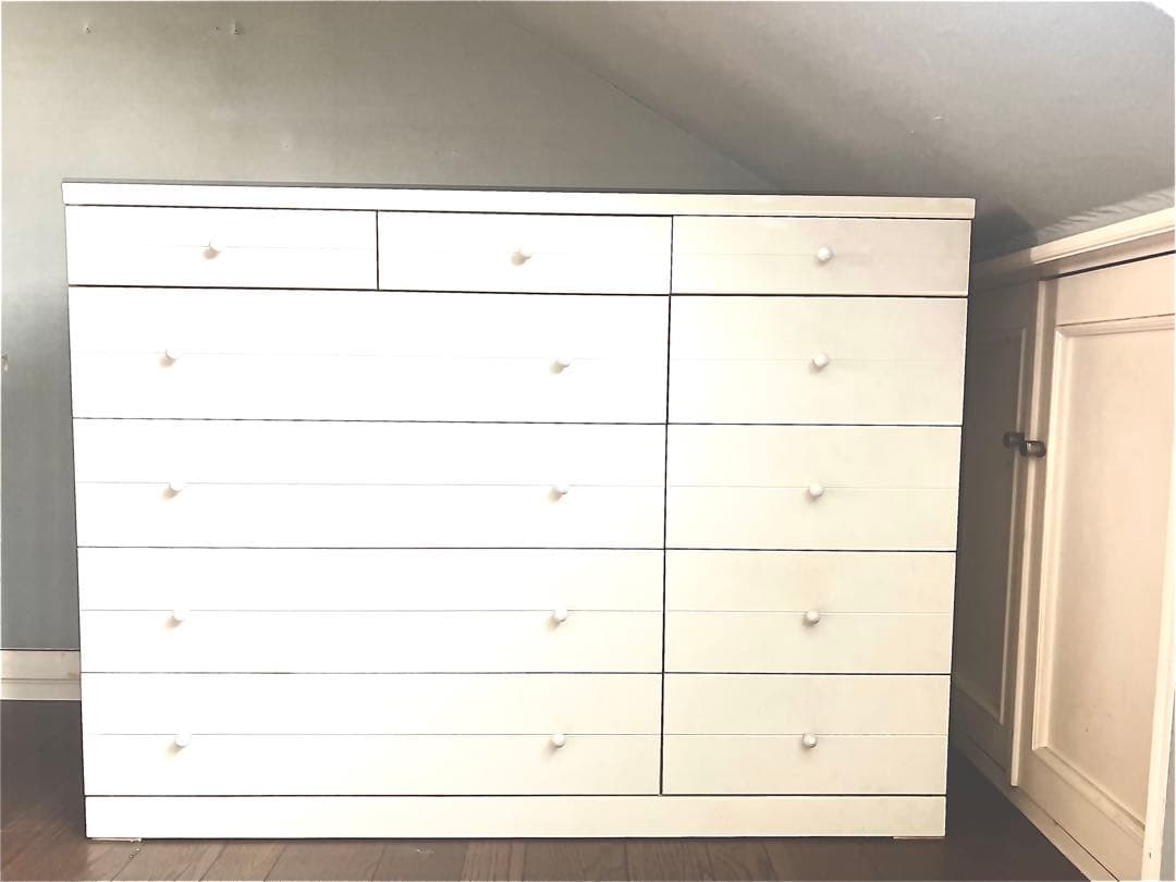 取手部分がまるっこくて可愛いチェスト白　11杯　5段