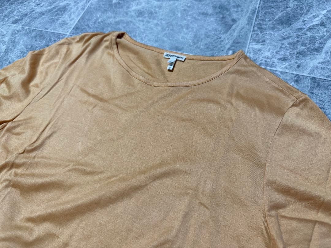 HERMES エルメス マルジェラ 馬車 ロゴ 刺繍 柄 Tシャツ M オレンジ