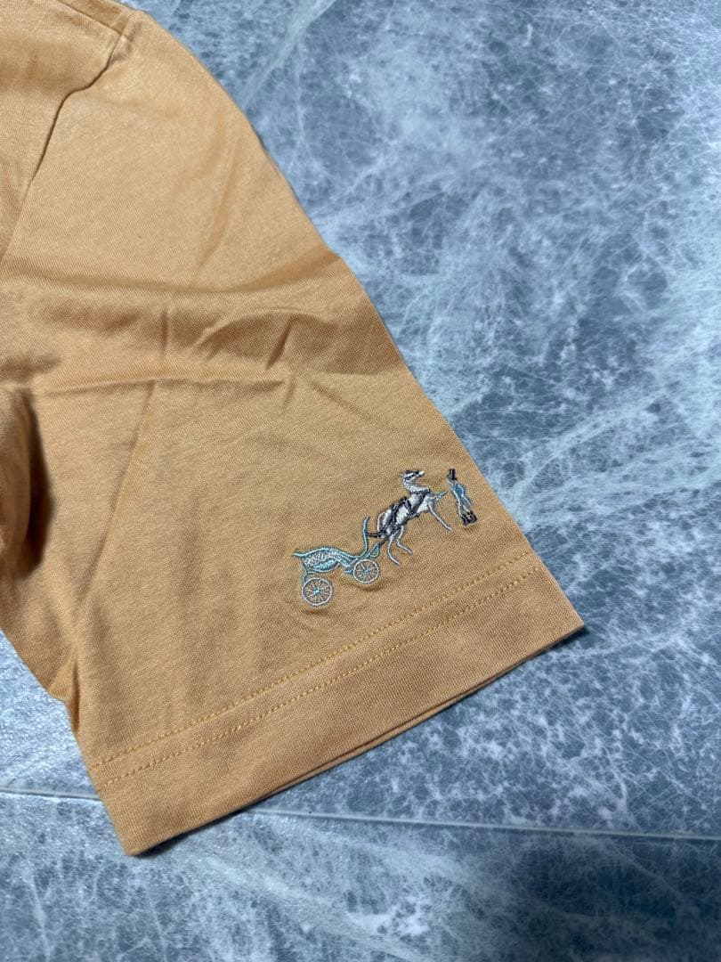 HERMES エルメス マルジェラ 馬車 ロゴ 刺繍 柄 Tシャツ M オレンジ