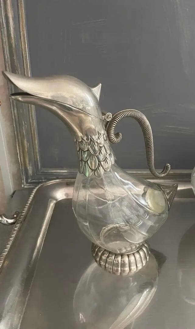 昭和ろく　 アヒル　デカンタ　水差し　フレンチアンティーク　デカン