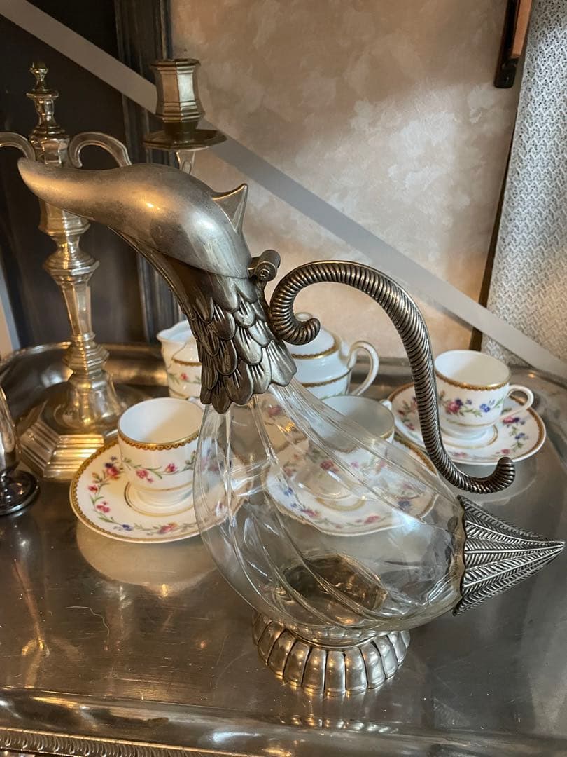 昭和ろく　 アヒル　デカンタ　水差し　フレンチアンティーク　デカン