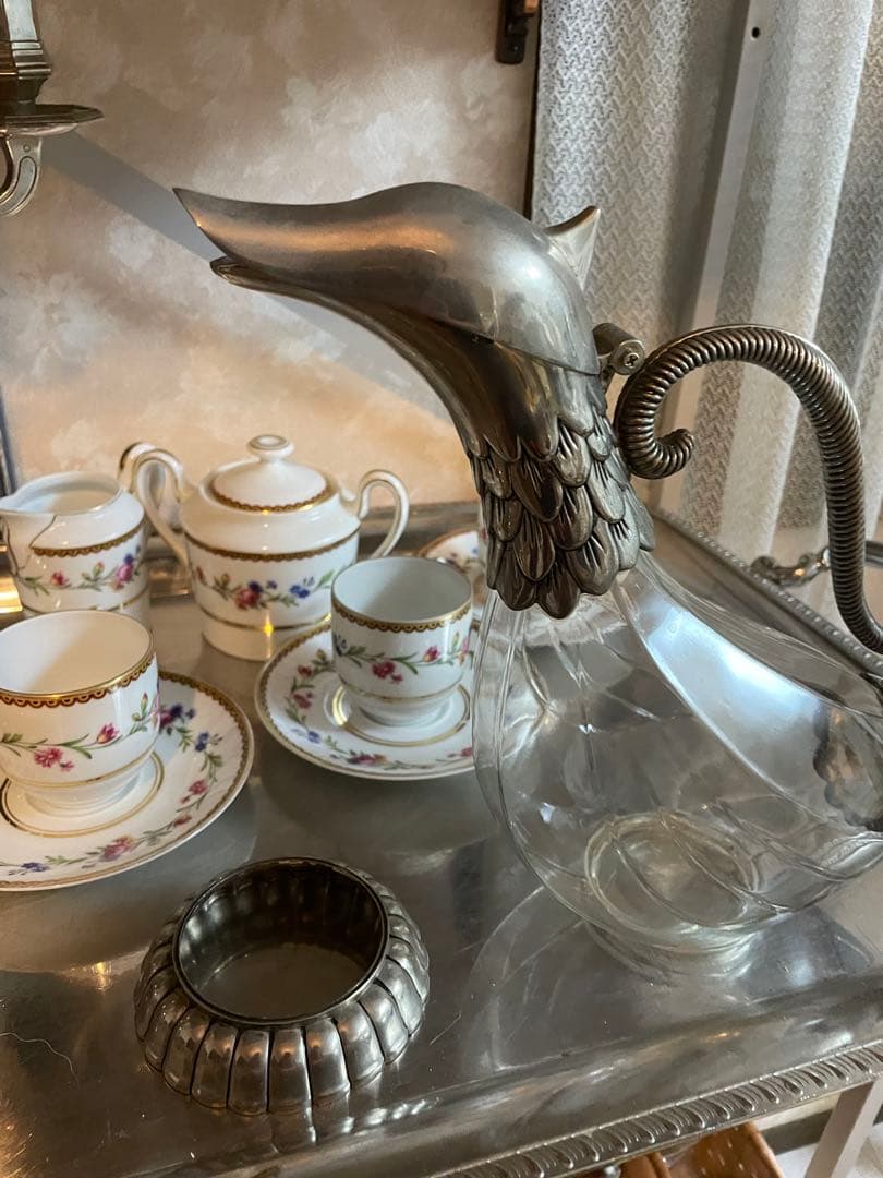 昭和ろく　 アヒル　デカンタ　水差し　フレンチアンティーク　デカン