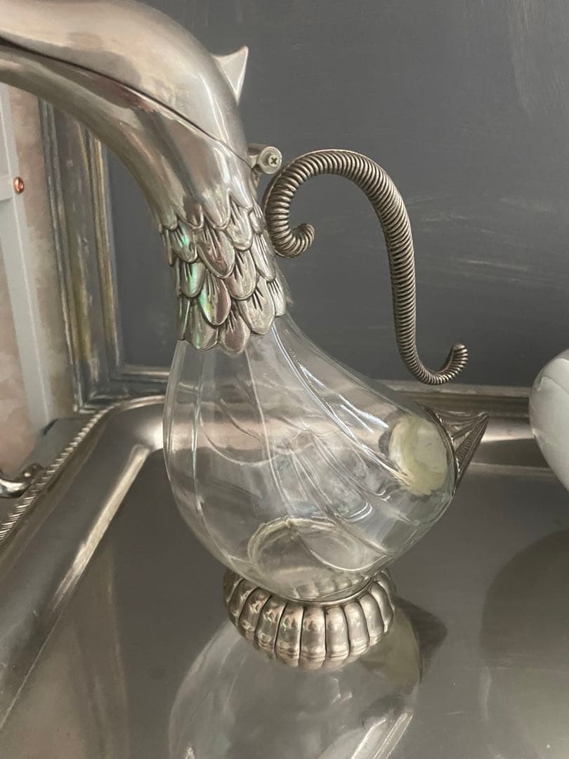 昭和ろく　 アヒル　デカンタ　水差し　フレンチアンティーク　デカン