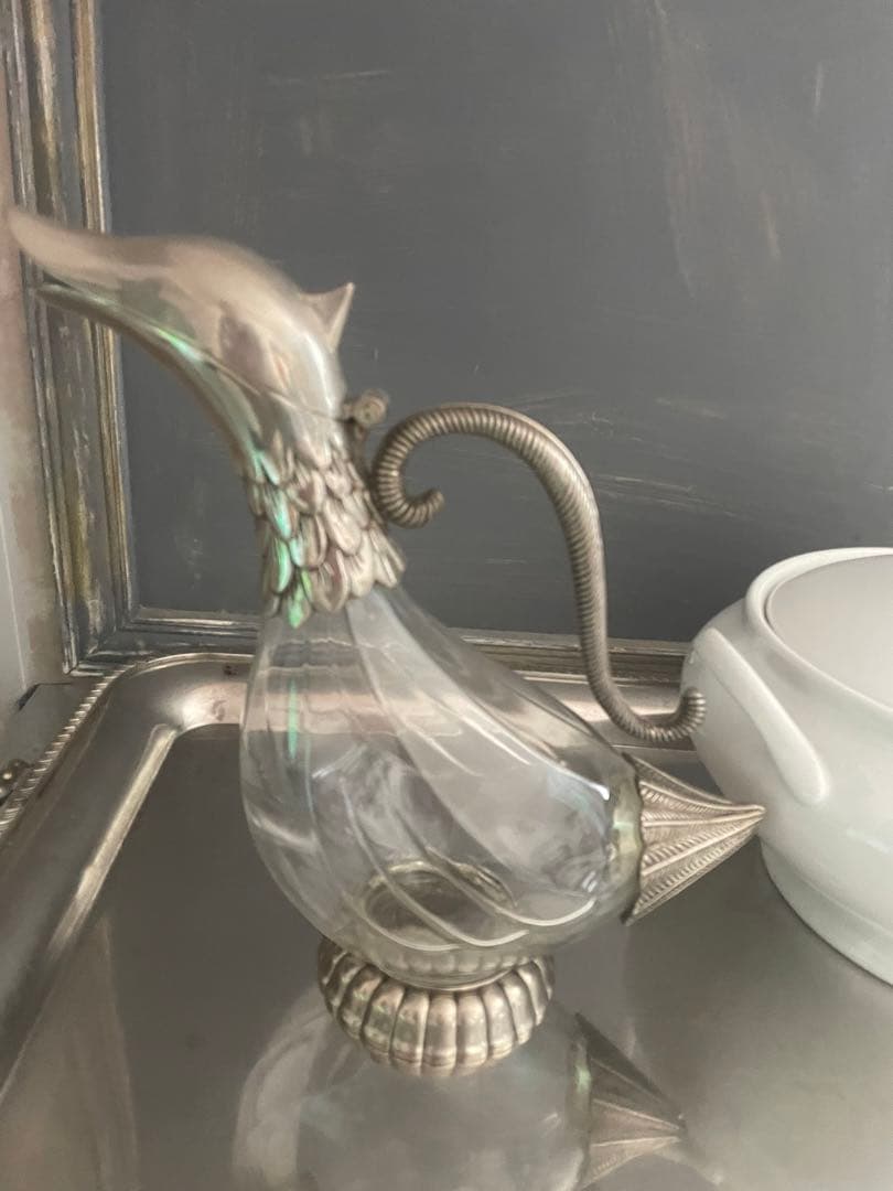 昭和ろく　 アヒル　デカンタ　水差し　フレンチアンティーク　デカン