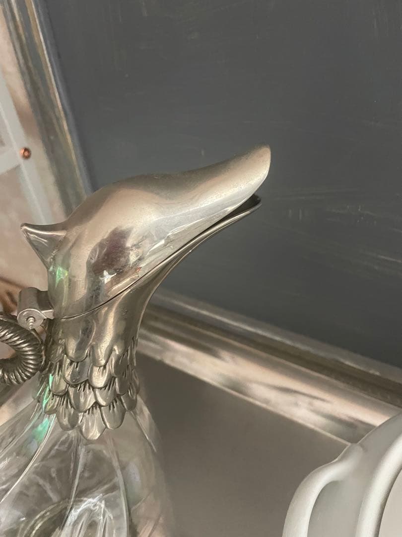 昭和ろく　 アヒル　デカンタ　水差し　フレンチアンティーク　デカン