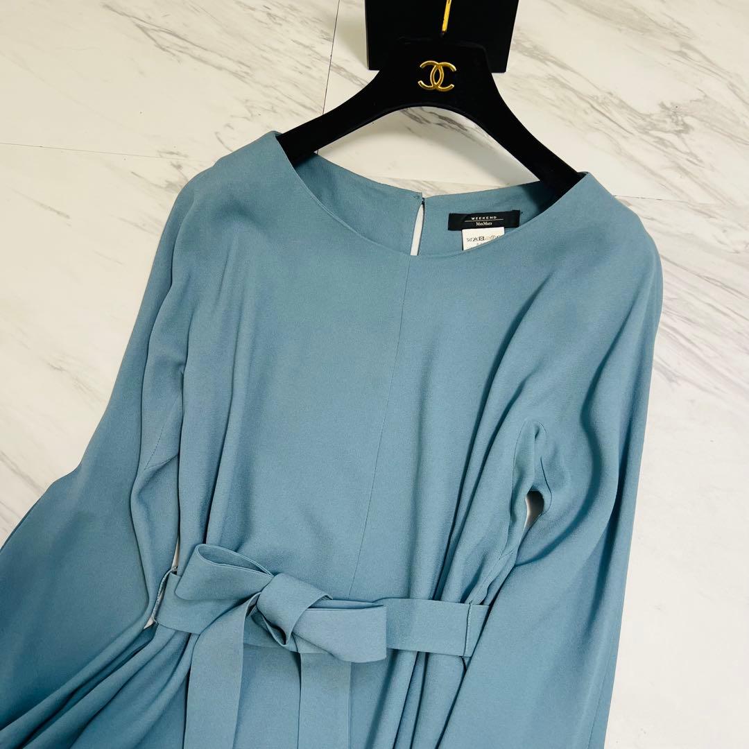 美品♡ マックスマーラ ロングワンピース リボンベルト フレア L相当