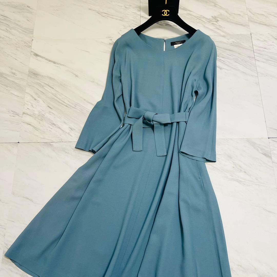 美品♡ マックスマーラ ロングワンピース リボンベルト フレア L相当