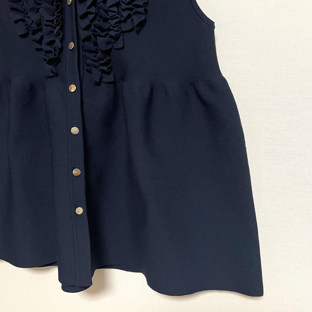 【美品】　UNITED ARROWS ミニフリルニットベスト　ネイビー