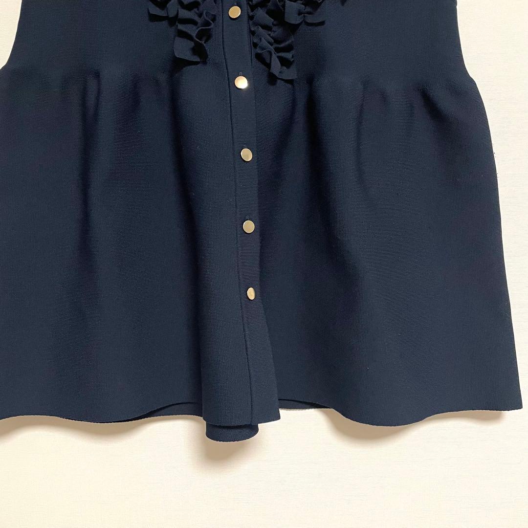 【美品】　UNITED ARROWS ミニフリルニットベスト　ネイビー