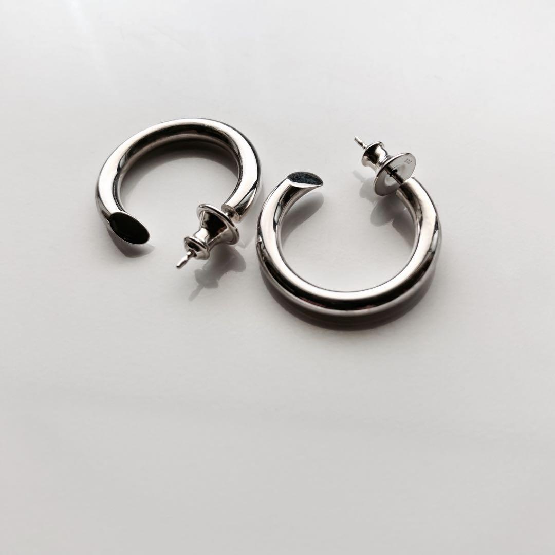 左2 新品 【 3mm×21mm 】両耳用 シルバー925 フープピアス