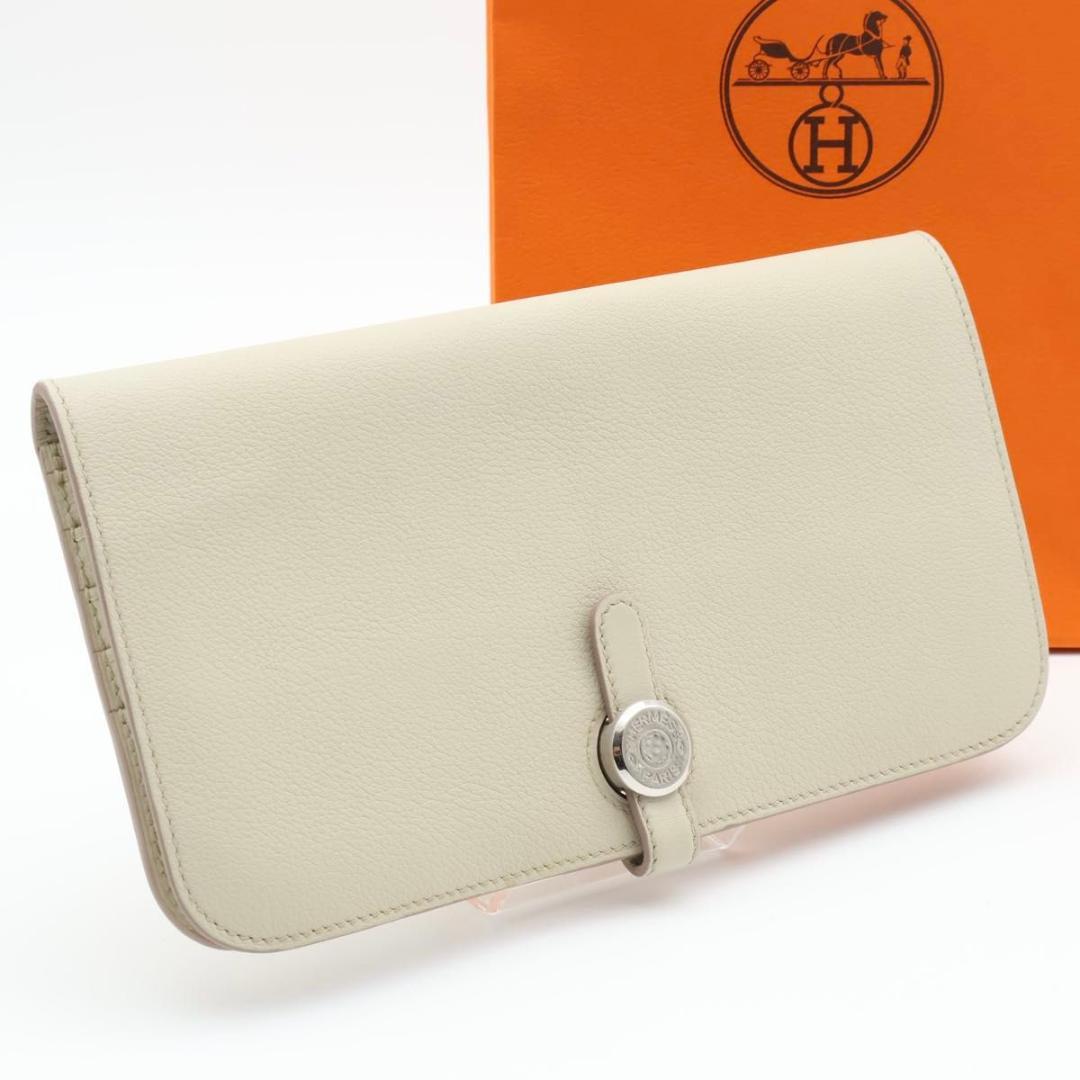 鑑定書付き【極美品】HERMES ドゴンロング　長財布　クリーム系　スイフト