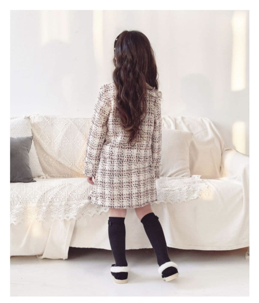 Rora レトロ ツイード スーツ スカート ジャケット 上下セット　130