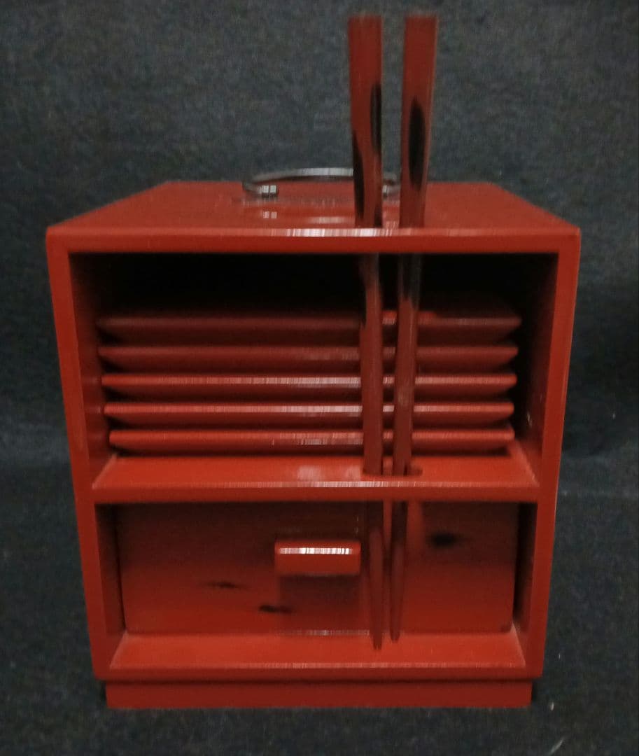 赤い漆器重箱 収納式 皿・箸付き