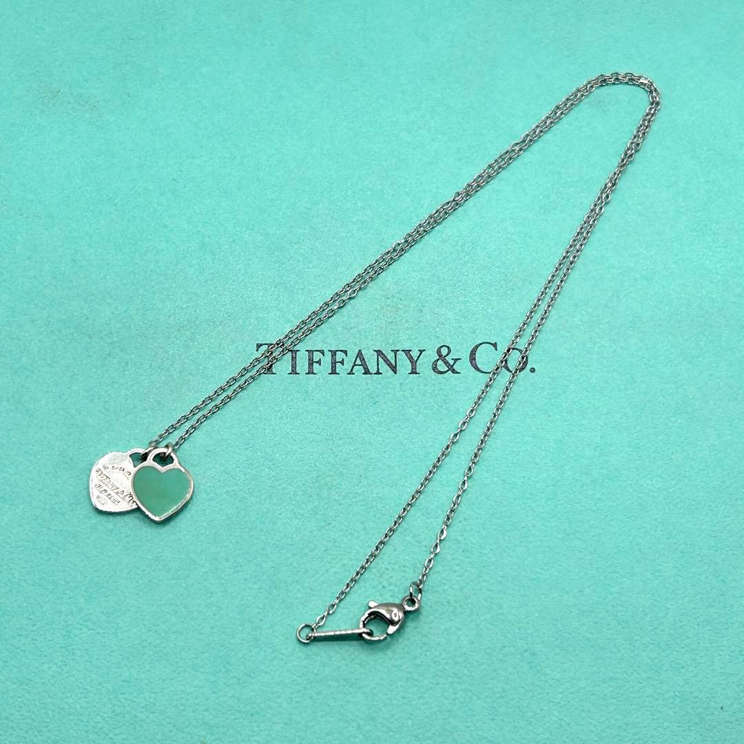 美品　ティファニー　リターントゥ　ダブルハート　ブルー　ネックレス　社外チェーン