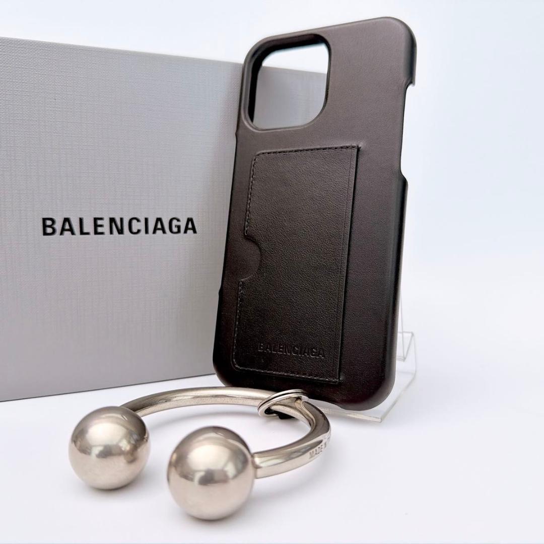 バレンシアガ iPhone 15pro max ケース カードケース付 ブラック