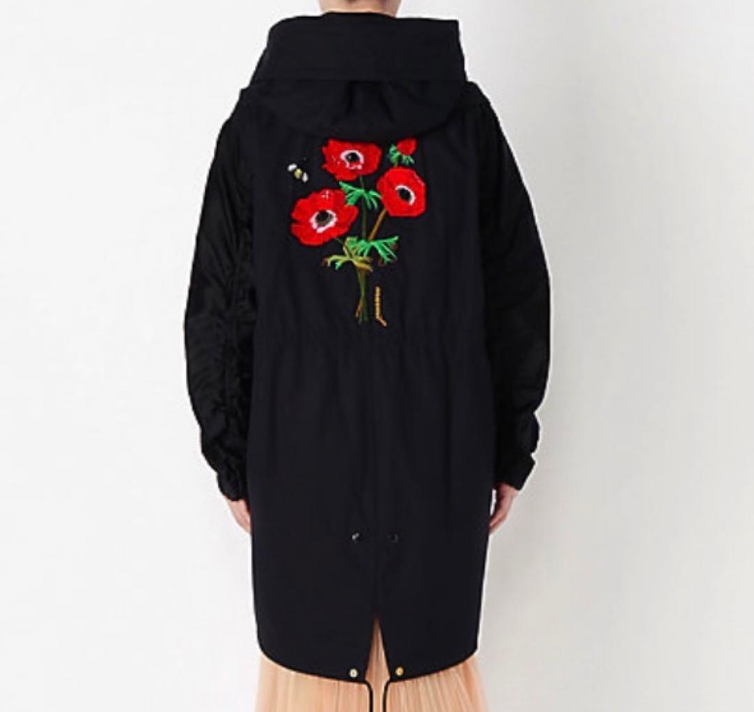 ミュベール　ネイビー　刺繍　モッズコート