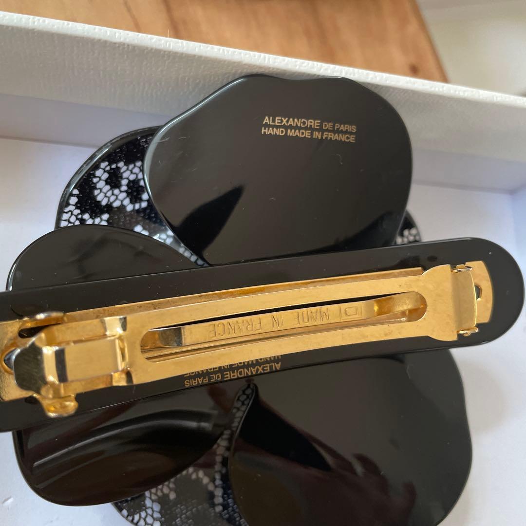 アレクサンドルドゥパリ　黒レース　カメリア　バレッタ　大　希少　完売品　正規品