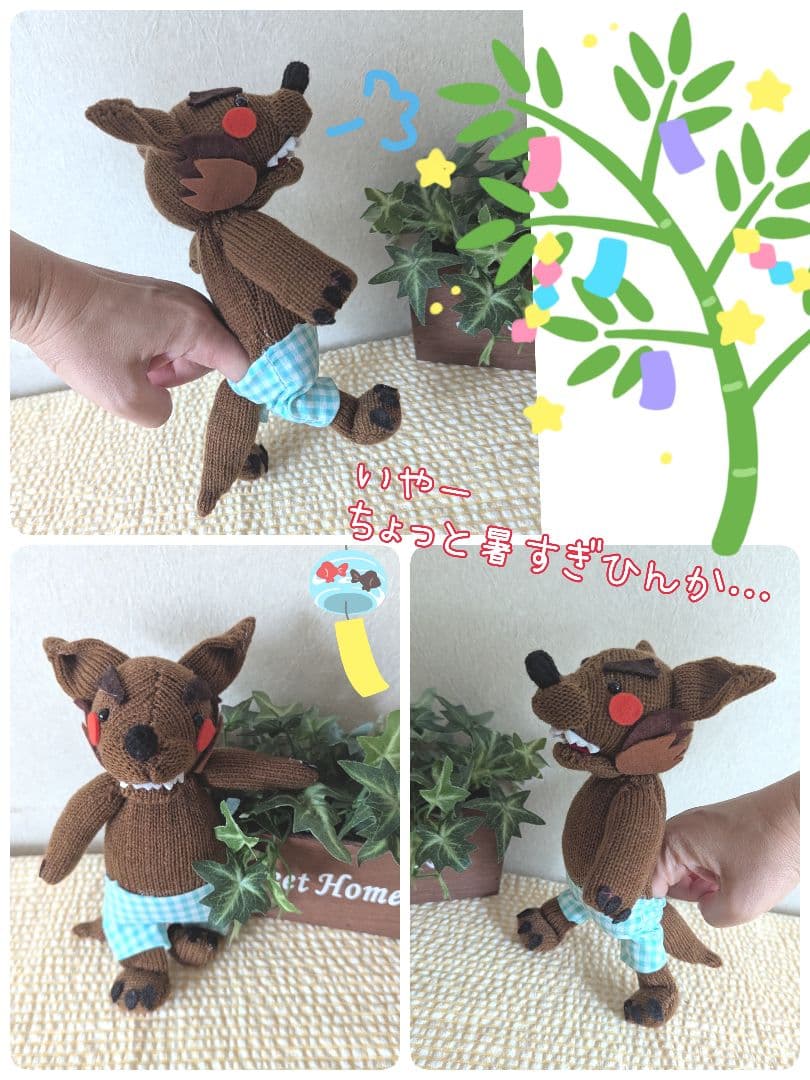 とんとん様オーダー品　ねこのお医者さんパペット　忍者　赤鬼青鬼