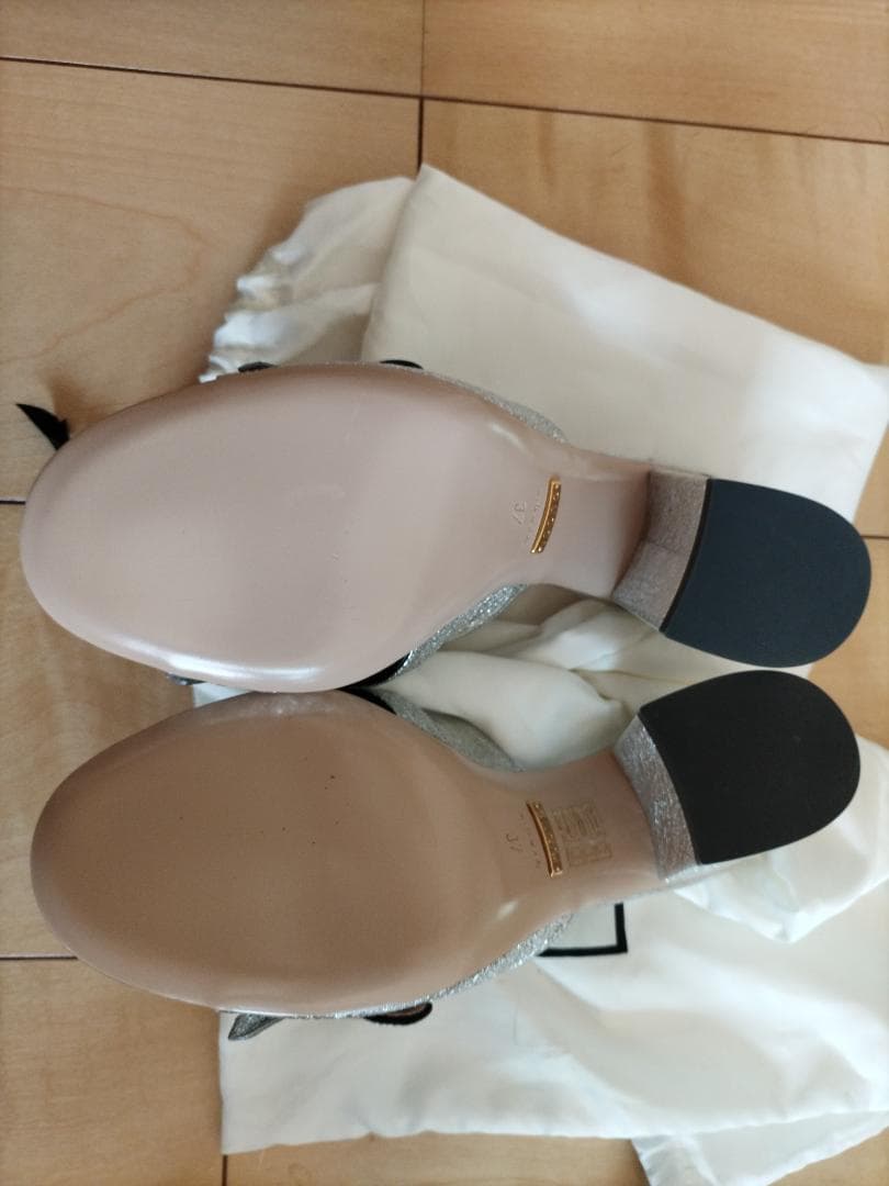 GUCCI シルバー フリンジミュール 37 保存袋付き