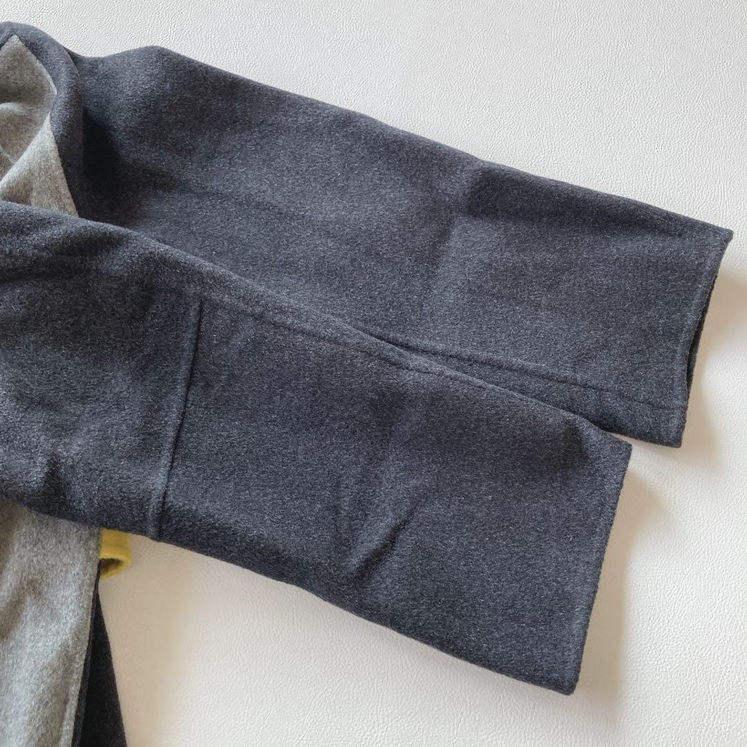 ルシェルブルー　ダブルフェイスミックスカラーコート　ウール　バイカラー　36