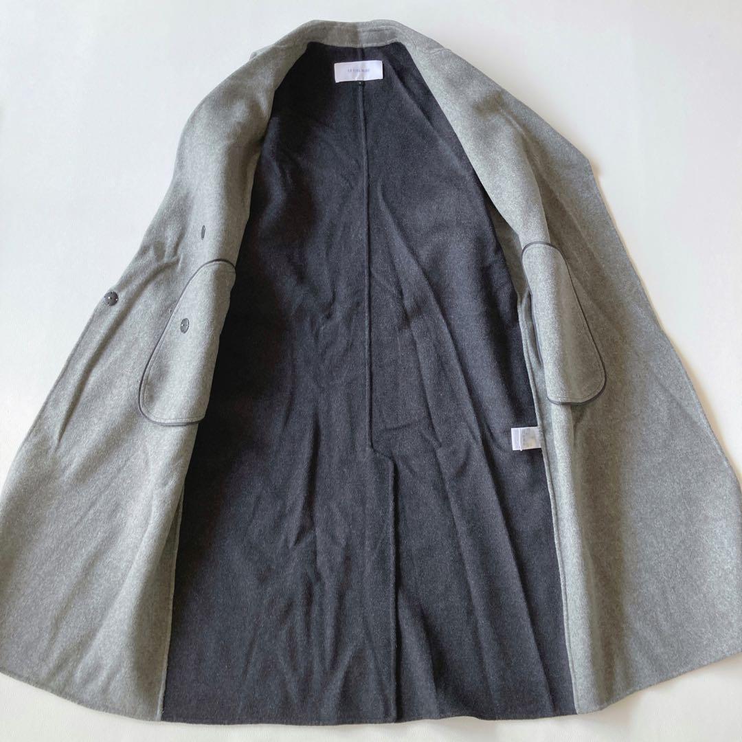 ルシェルブルー　ダブルフェイスミックスカラーコート　ウール　バイカラー　36