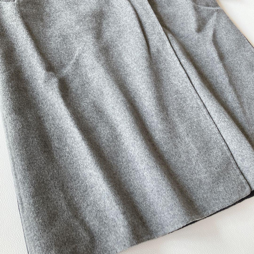 ルシェルブルー　ダブルフェイスミックスカラーコート　ウール　バイカラー　36