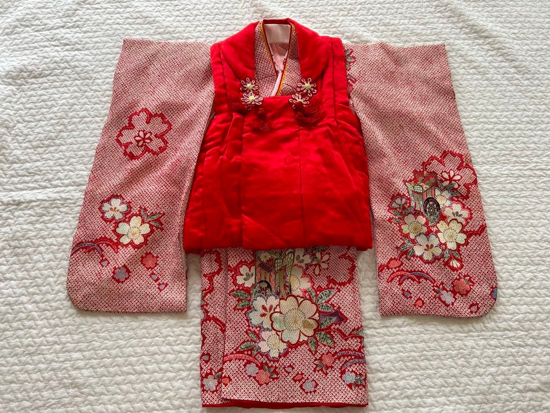 七五三セット　3歳　女の子　絞り　着物　被布