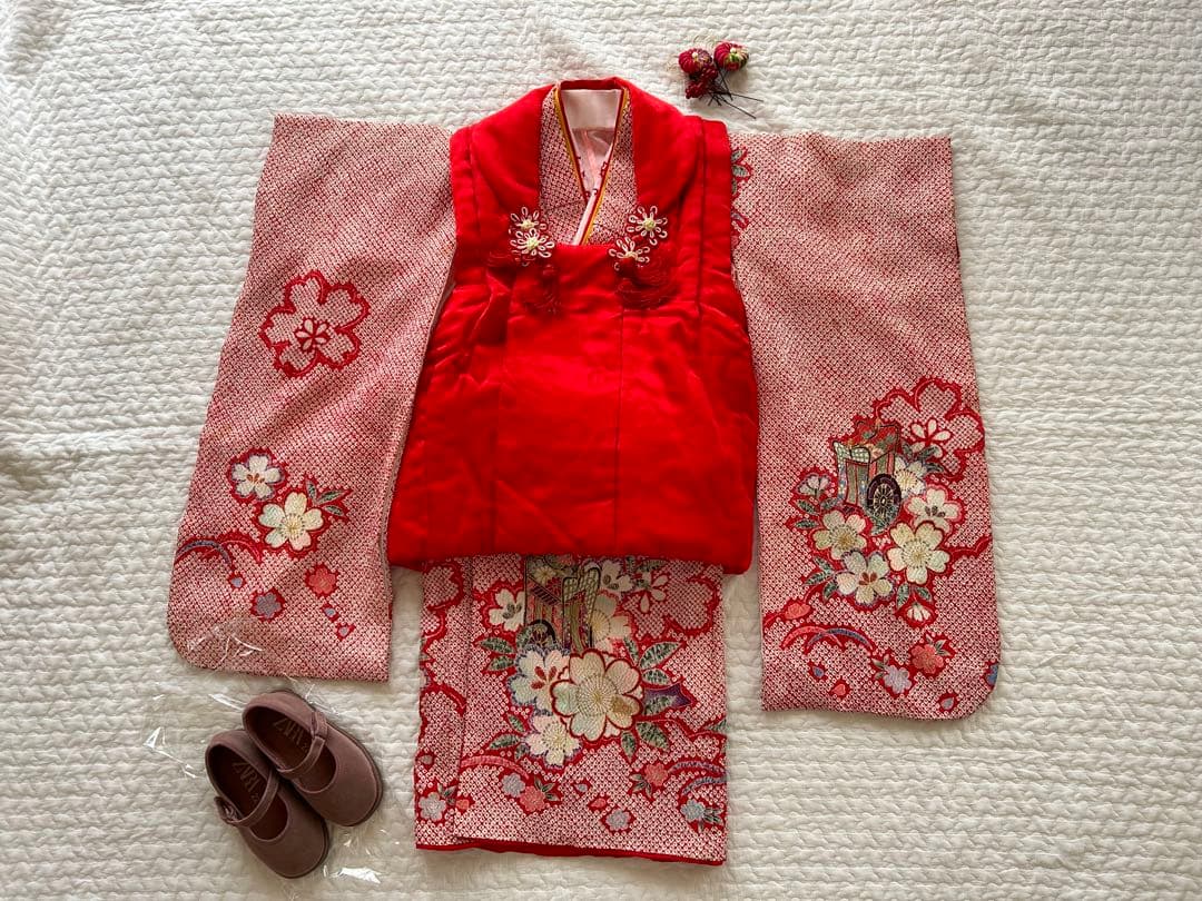 七五三セット　3歳　女の子　絞り　着物　被布