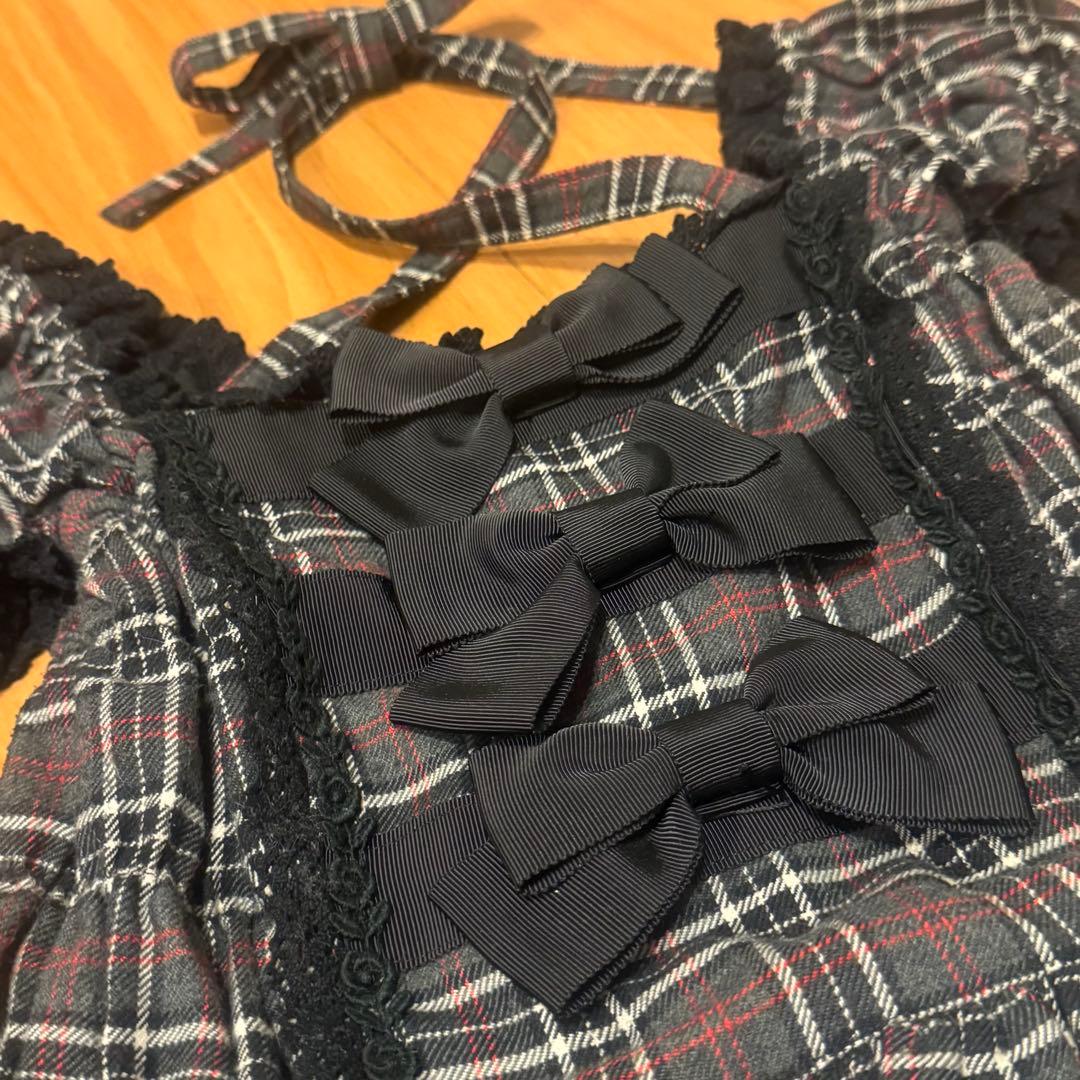 美品セット！ベイビーの秋冬タータンチェックのドレス＆ベッドドレス