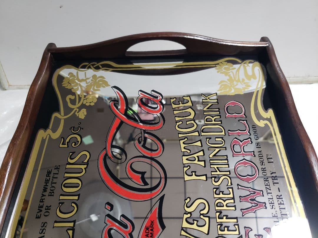 Coca-Cola コカコーラ ヴィンテージ パブミラー 木製トレイ