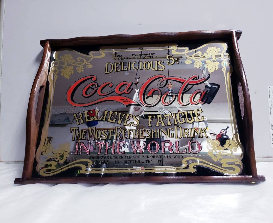 Coca-Cola コカコーラ ヴィンテージ パブミラー 木製トレイ