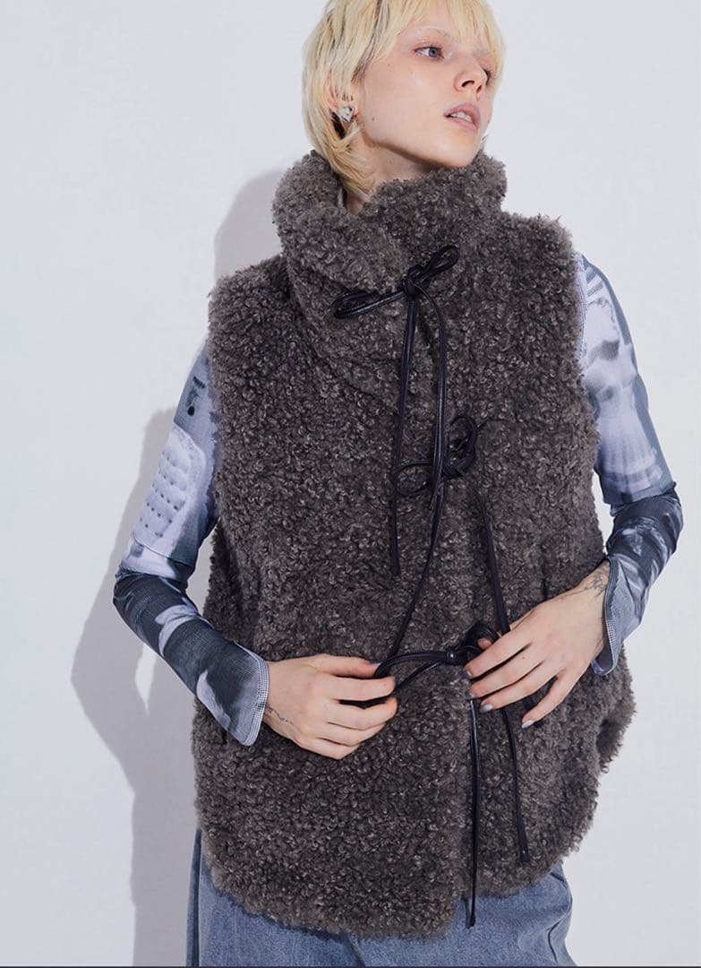 SORIN Synthetic Fur Lace-up Vest ベスト
