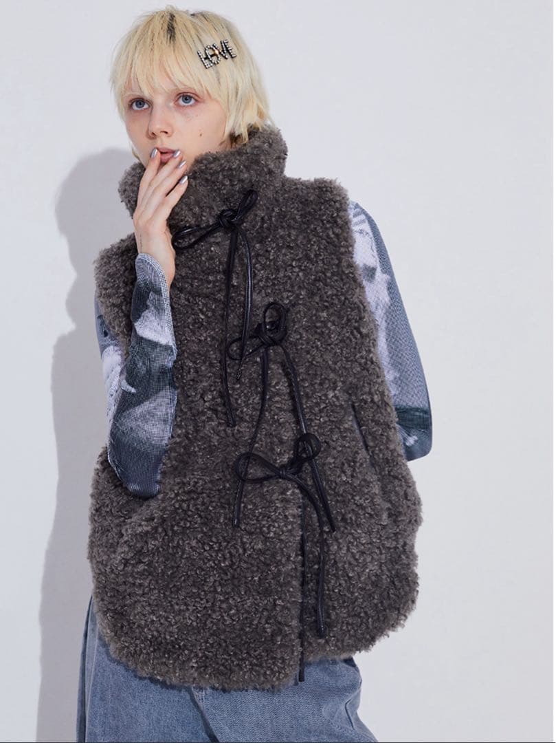 SORIN Synthetic Fur Lace-up Vest ベスト