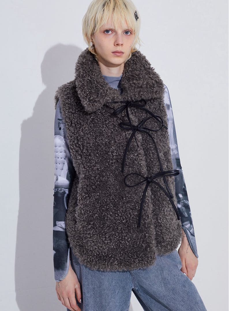 SORIN Synthetic Fur Lace-up Vest ベスト