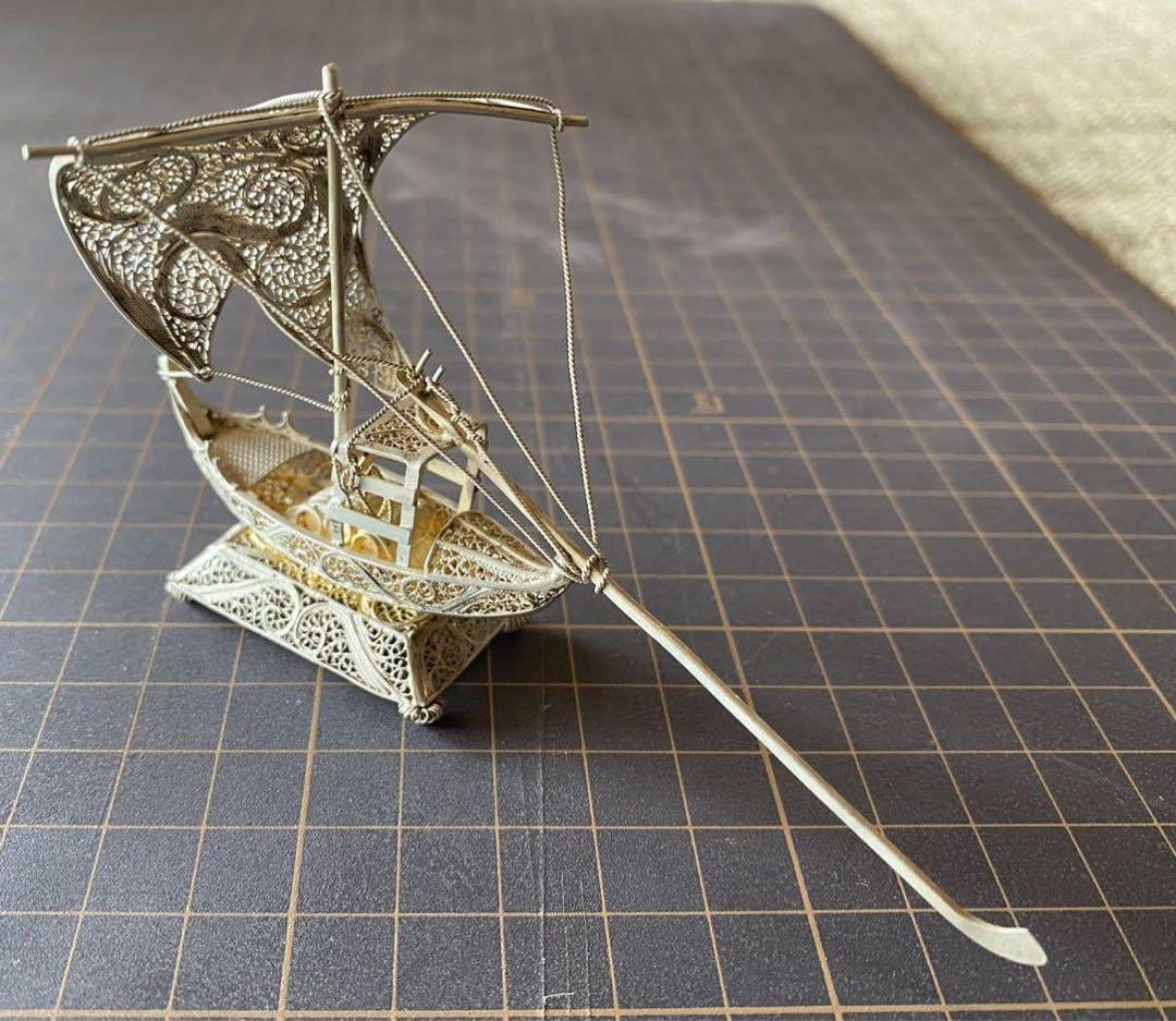 銀製　 超緻密な銀細工のポルトガル船　ビンテージ