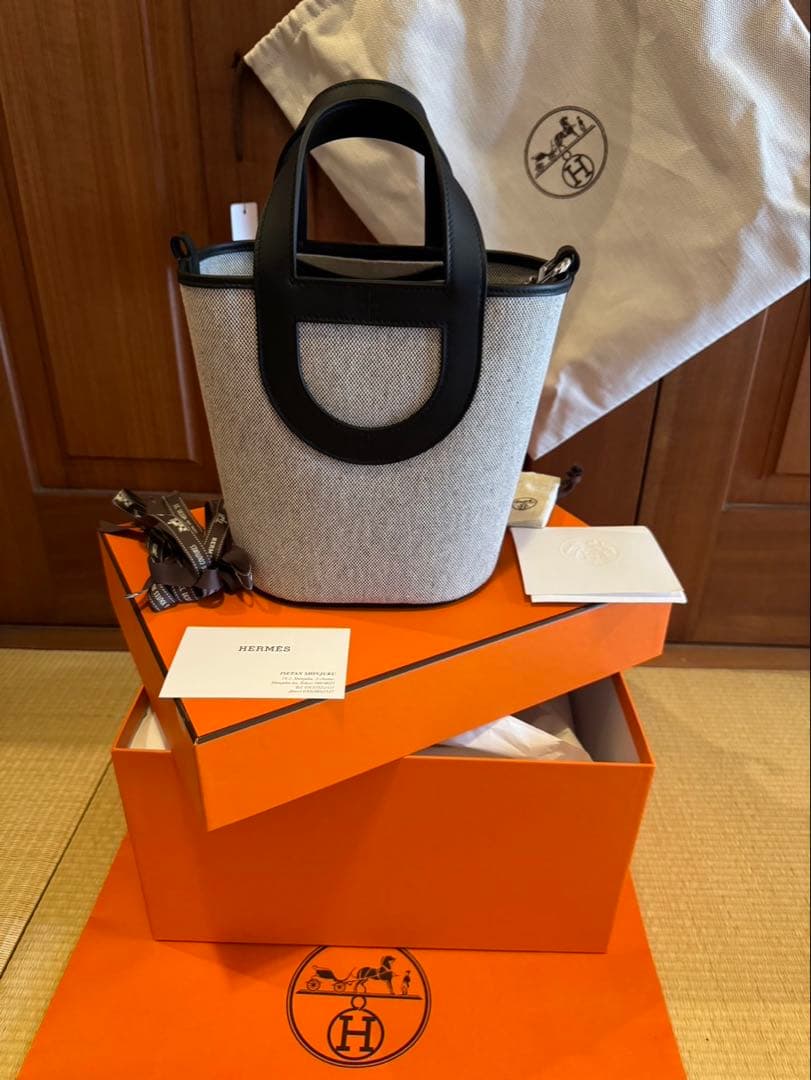 HERMES インザループ 18 黒 ブラック キャンバス