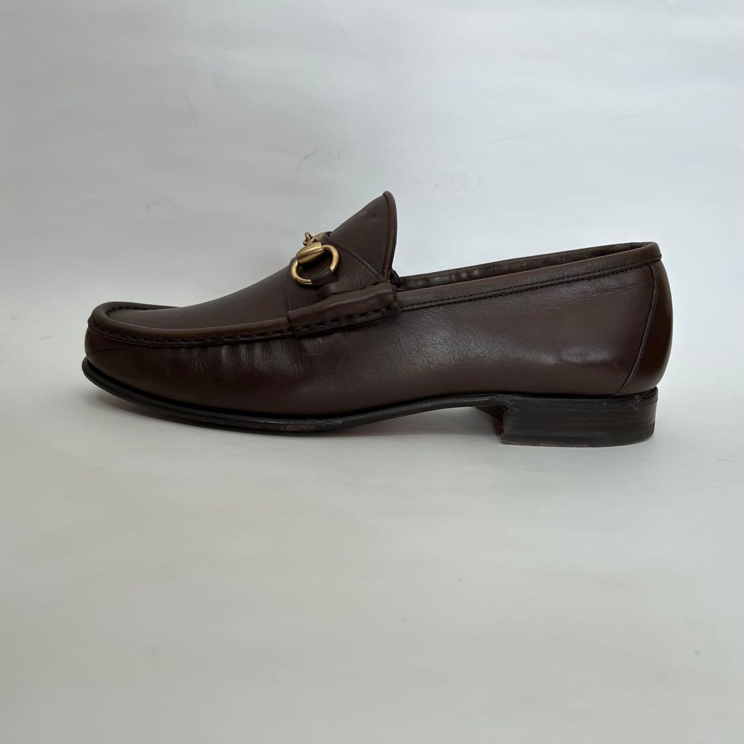 【箱付袋付】GUCCI ブラウンレザー ローファー　靴　42E ホースビット