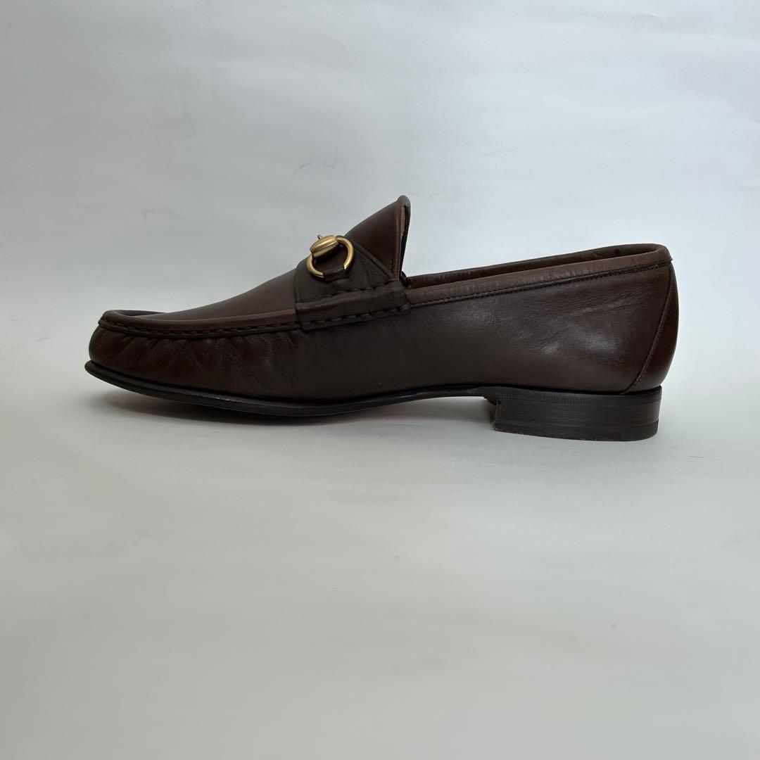 【箱付袋付】GUCCI ブラウンレザー ローファー　靴　42E ホースビット