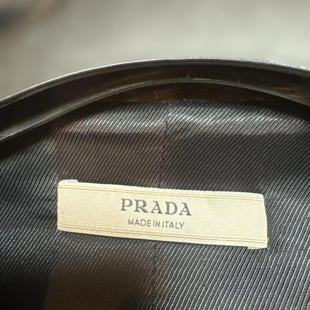 PRADA ダークカーキ チェック柄 テーラードジャケット