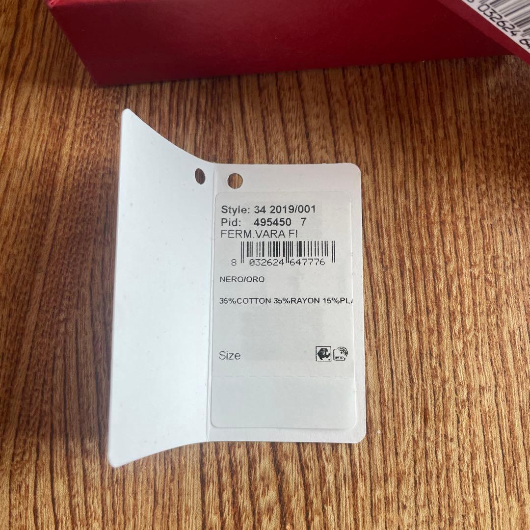 極美品 フェラガモ ヴァラ リボン バレッタ ブラック×ゴールド